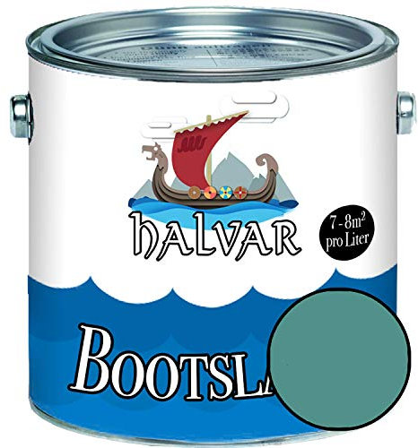 Halvar 2-K GLÄNZEND Yachtlack Grün RAL 6000-6037 Bootslack für GFK/Polyester/Kunststoff 2-Komponenten Lack inkl. Härter (1 L, RAL 6033 Minttürkis)