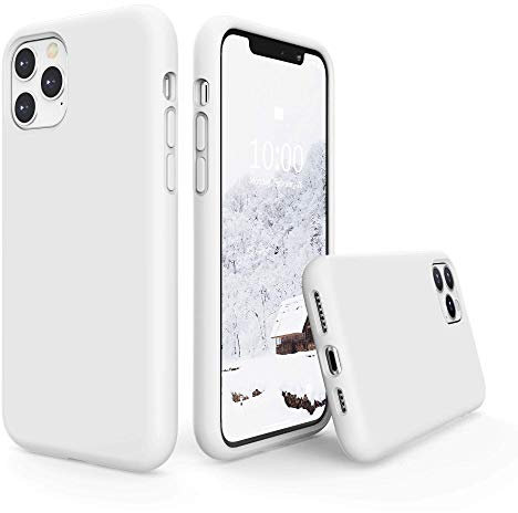 SURPHY für iPhone 11 Pro Max Hülle Silikon, Handyhülle iPhone 11 Pro Max Flüssigsilikon 6,5 Zoll mit Futter aus Mikrofaser, stoßfest Protective Case Schutzhülle, Weiß