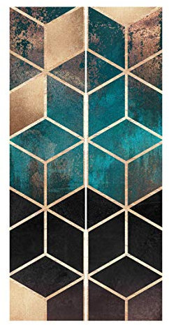 Bilderwelten Schiebegardinen Set Elisabeth Fredriksson Türkis Rosé goldene Geometrie 2 Flächenvorhänge 250 x 120cm Ohne Aufhängung