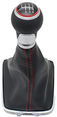 Fit für VW Tiguan 5N 2007 2008 2009 2010 2011 Auto-Styling 6-Gang-Schalthebel für Schalthebel mit PU-Lederstiefelrot