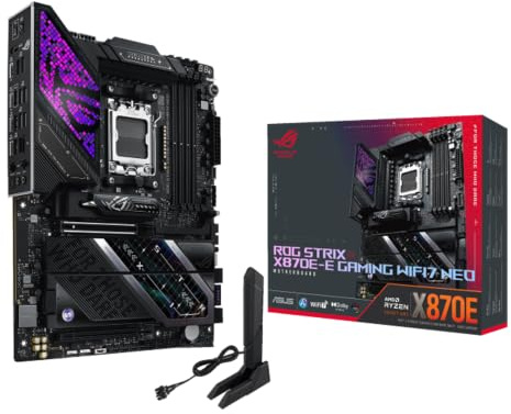 ASUS ROG STRIX X870E-E GAMING WIFI7 NEO, Scheda Madre AMD ATX, Slot DDR5 | Socket AM5, 18+2+2 Fasi di Alimentazione, 5 Slot M.2, PCIe 5.0x16 con Q-Release, WiFi 7 con Q-Antenna, Aura Sync, Nera