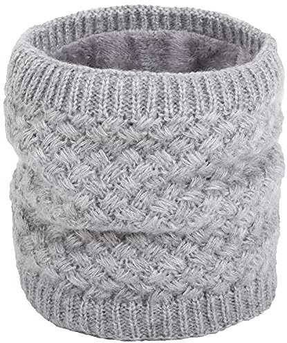 DURINM Halswärmer Loop Schal Fleecefutter Schal herren Warme Loop Schal Strickschal mit Fleecefutter Winter Warme Nackenwärmer für Herren und Damen (grau)