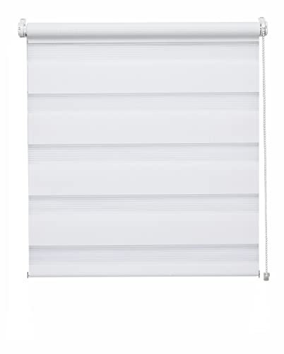 Deco Company Duo Klemmrollo, Doppelrollo, Rollo für Fenster ohne Bohren, Alle Montage-Teile inklusive, Polyester, Weiß, 80 x 150 cm