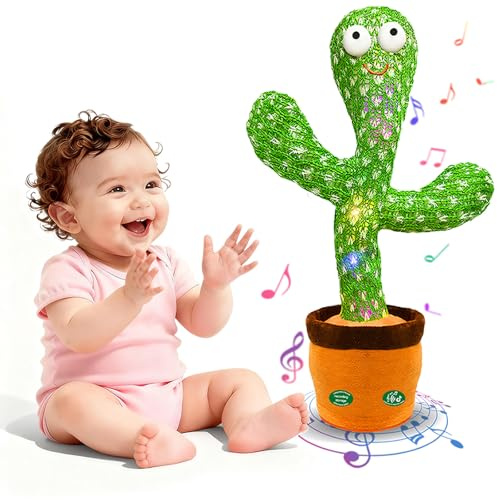 Interactive Baby Toys Dancing Talking Cactus Toy,Funny Gift for Infant 6-18 Months, Singing Musical Record Repeat What You Say Light Up Toy for Toddler 1 2 3 Year Old Boy Girl (Volume Adjustment)
