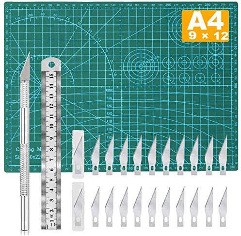 Self Healing Sewing Mat, Exacto Knife Precision Carving Craft Hobby Knife Kit for DIY Art Work Cutting, Hobby, Stencil, Scrapbooking-A4(9x12)