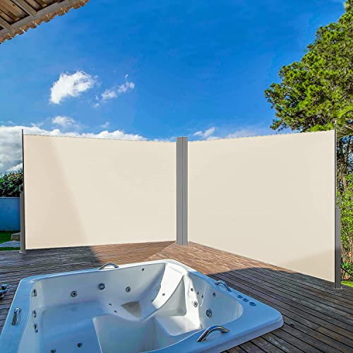 600 x 200 cm Faltzaun Terrassenschutz, einziehbare Terrassen-Seitenmarkise, Sonnenschutz im Freien, winddichter Bildschirm, wasserdichter Sichtschutz