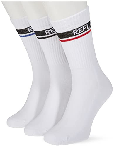 Replay Herren Socken lang Tennissocken, White/Logo Ass Colours N160 (Weiß), 35-38