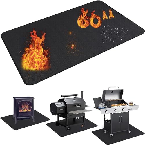 UBeesize Thickened 152x91cm unter Grill Matte für Outdoor-Grill, feuerfeste Matte für Rasen, Raucher, Gas-Grills, Terrasse, Kamin Matte Feuerstelle Matte, Öl-Proof Waterproof Non-Slip BBQ Protector