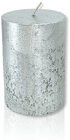 Kerze mit Schimmer - 10cm und 15cm hoch - silber, 10cm - 1 Stück