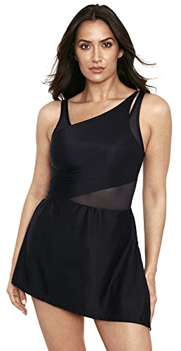 Miraclesuit Women's Swimwear Network News Alina Underwire Bra One Piece Swimdress, Black, 16