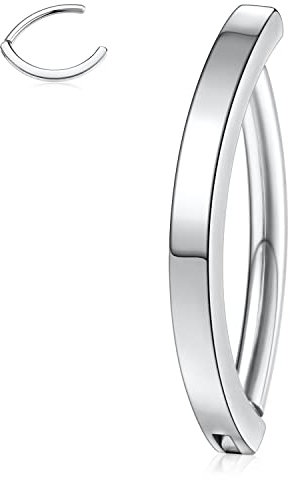 Chirurgenstahl Bauchnabelpiercing Schmuck Bauchnabel Clicker Ring 14G Bauchnabel Clicker Bauchnabel Ring Silber Bauchnabelpiercing Niet Umgekehrt Gebogene Nabelstange Umgekehrte Nabelringe 12mm