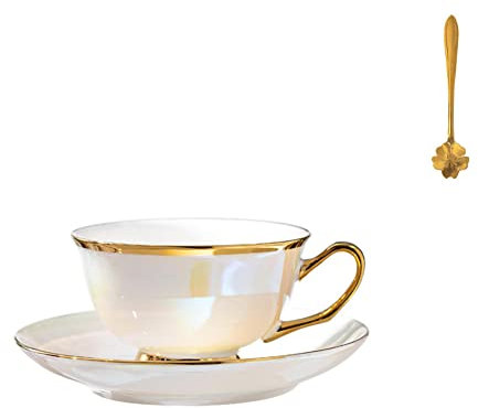 FEMUN,Tea Cup Set,Cup And Saucer Set,Cup And Saucer - Small Tea Cups,Espresso Cups,Ceramic Coffee Mug - Coffee Mug,Tea Cups And Saucers,Mug Set - 7.8oz,5.9L X 5.9W X 3.4H - Suitable For Milk, Latte