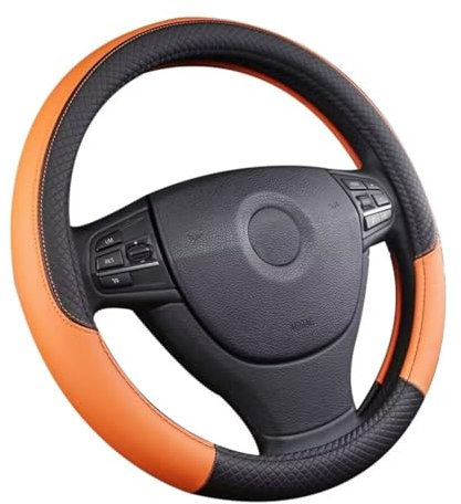 Pahajim Lenkradbezug Leder 37-38cm Lenkradhülle Universal Anti Rutsch Lenkradschoner Atmungsaktiver Lenkradschutz Geeignet für Auto/Jeep/SUV