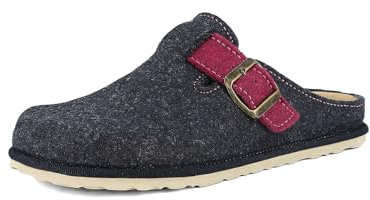 inblu Pantofole Donna ECOFRIENDS con Fibbia Regolabile e Sottopiede in Vera Pelle Estraibile, Avio, 37 EU
