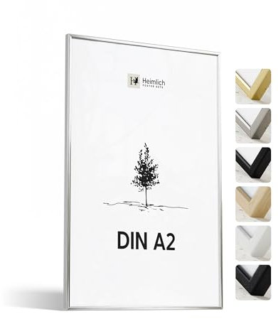 Heimlich® - Bilderrahmen - A2 42x59,4 cm, Aluminium, Silber - Mittlerer Posterrahmen - Nur zur Wandmontage
