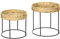 HOMCOM 2er-Set Couchtisch, Beistelltisch, Kaffeetisch im Boho-Stil, Satztisch aus Wasserhyazinthe, Sofatisch für Wohnzimmer, Stahl, Natur