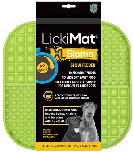 LickiMat Slomo XL – Extra großer Slow Feeder geeignet für trockene, nasse, rohe Lebensmittel, alle Leckereien und Hundeeis am besten für mittelgroße bis massive Rassen Langlebiges Design mit