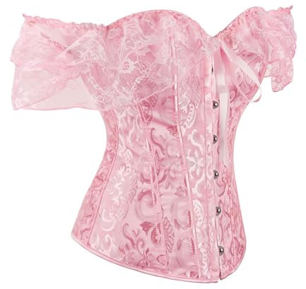 AYAZER Vêtement gainant à une épaule, robe de mariée, gilet cintré à la taille, corset de palais à ceinture-rose-3XL