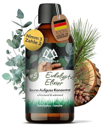 NORDHOLZ® Saunaaufguss - Sauna Aufgussmittel premium Qualität [24 Sorten - 100ml] besonderer & natürlicher Sauna Duft für intensive & erholsame Momente - Perfektes Sauna Zubehör