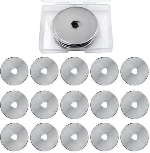 MIPIACE 15 Pezzi Lame Rotanti da 45 mm Rotonde Lame Cutter Rotante Lame di Ricambio Lame Cutter per Taglierina Circolare Rotella Taglia Stoffa Taglia e Cuci Tessuto Pelle Carta