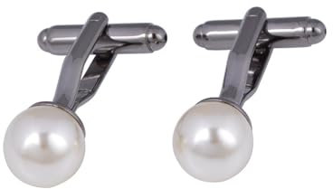 Aotiwe Manschettenknöpfe Schwarz Damen, Manchettenknoepfe Herren Hochzeit Runde Perlen aus Messing