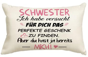 Artoid Mode Geschenk Für Schwester Kissenbezug, 30x50 cm Beste Schwester Geburtstagsgeschenke Kissen Schwesterherz Zierkissenbezug Cushion Cover Deko