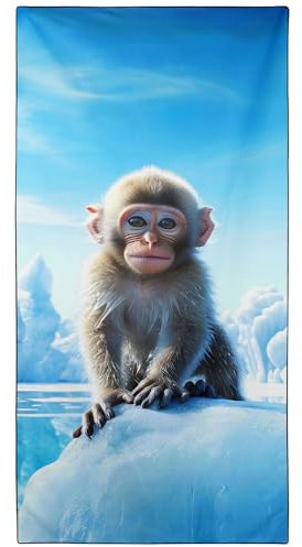 YISUMEI Mikrofaser Strandtuch XXL, Strandhandtuch Leicht Badehandtuch Schnelltrocknend, Baby AFFE, 180 x 90 cm