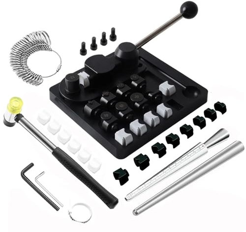 WHIPIN Ring Bending Tool for Spoon Rings, Ring Bender Machine with Ring Sizer, Earring Ring Bending Jewelry Making Ring Bending Machine Ring Making Set with Nylon Dies, for 12/14/16/18/20/22 mm