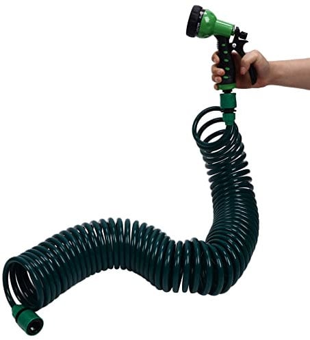 Tubo da Giardino a Spirale Tubo Dell'acqua Autoavvolgente Tubo da Giardino a Spirale in EVA con Irrigatore, Tubo a Molla Telescopico da 15 M/49,2 Piedi per Irrigazione di Piante