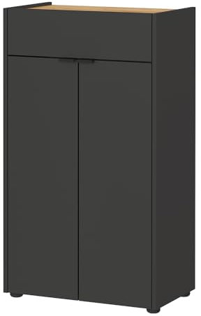 Lomadox Badezimmerschrank Badschrank Bad kommode Badmöbel Schrank modern in Graphit mit Eiche Navarra