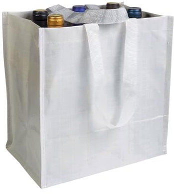 Artexia Borsa Porta Bottiglie 6 Posti - Porta Bottiglie Acqua e Vino da 27 X 28 X 18 CM - Portabottiglie Acqua 1,5L (1, Bianco)