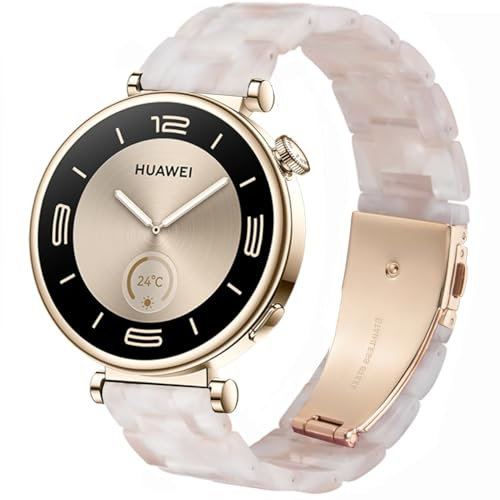 DEALELE Strap Compatible with Huawei Watch GT4 41mm / Garmin Venu 3S / 2S / Forerunner 265S / 255S / Fossil Women's Gen 6, 18mm Colorful Resin Replacement Bands for Women Men, Flowers pink