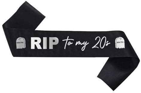 ALEGRE® RIP to My 20s Schärpe, 30 Geburtstag Deko Sash, Rip Twenties Deko Geburtstagsschärpe, Rip 20s Deko für Frauen, Death to My Twenties Dekorationen Schärpe für Deko 30 Geburtstag