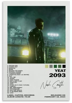 Binnigau Yeat Poster 2093, Album-Musikposter für Zimmer, ästhetische Leinwand, Wandkunst, Schlafzimmerdekoration, 30 x 45 cm