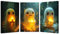 JOSUE Set 3 Teilig Gold, weiß Halloween Deko Bilder Poster Leinwand Bilder, Niedlicher Geist Bilder Wanddekoration Wohnzimmer Schlafzimmer Wanddeko-60x80cmx3 Gerahmt