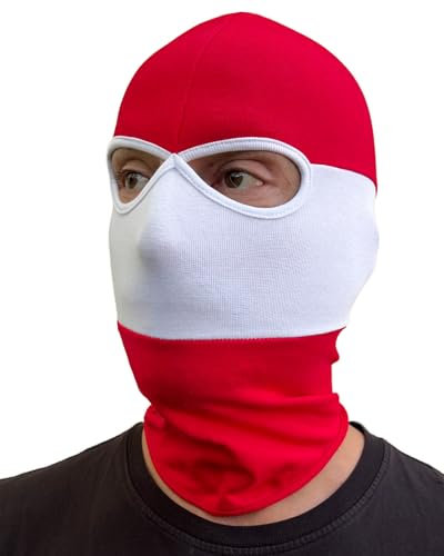 No Face No Name Sturmhaube in Rot Weiß gestreift I Balaclava Maske Unisex Einheitsgröße I Ultras Hooligans Fußball Ski Motorrad