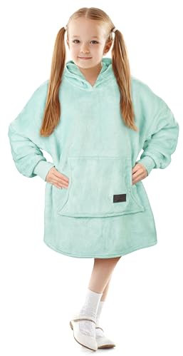 Catalonia Classy Kinder Hoodie Decke, übergroße Kuschel Hoodie Kinder, Mädchen Jungen Kuschel Fleece Tragbare Decke, Sherpa flauschige Riesen Kapuzen Sweatshirt für Jugendliche,