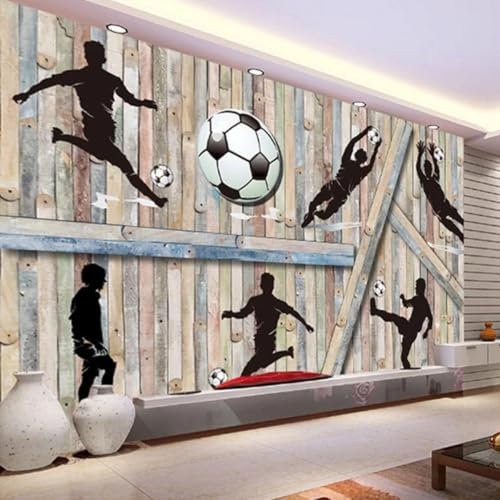 Kitquiver 3D Retro Pattern 3D Wallpaper Football Removable Wall Poster Background Decorative Wall Decal Wall Art for Living Room Bedroom 300x210cm
