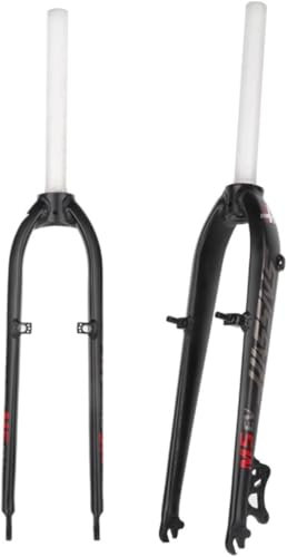 Fourche Rigide VTT 26 27,5 1-1/8 Tube Droit sans Filetage QR 9X100 mm Disque V Frein Fourche Avant de vélo de Montagne en Alliage d'aluminium Ultra, Gris + Rouge, 26