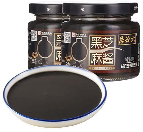Instant black sesame paste, pure black sesame sauce 150g/can, healthy and sugar free, hot pot dipping sauce, bread seasoning, nutritious black sesame, side dishes, salad dressing (3 cans)