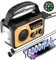 BIAOQINBO Radio solar de 16000 mAh, radio AM/FM, portátil, USB, con batería recargable de 59200 mWh, linterna LED, alarma SOS y dinamo de manivela para camping, viajes (naranja)