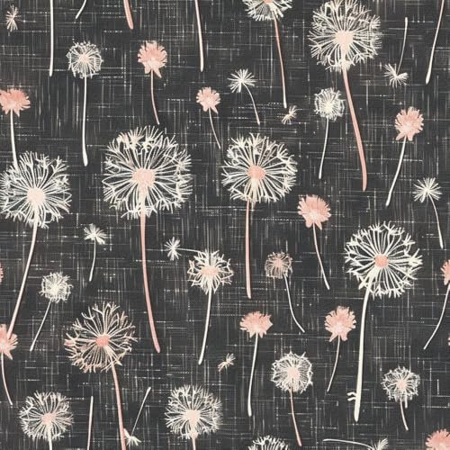 JIAOQSS Papier Peint Adhesif Mural Pissenlit Rose Gris Art déco Papier Peint Graphique Papier Peint Adhesif Mural Papier Peint Motif Salle de Bain Chambre Salon