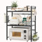 NETEL Expandable Microwave Shelf,3-Tier Microwave Stand with spice basket and kitchen roll holder,Microwave Oven Rack with 8 Hooks,Bakers Rack,Kitchen Countertop Organiser