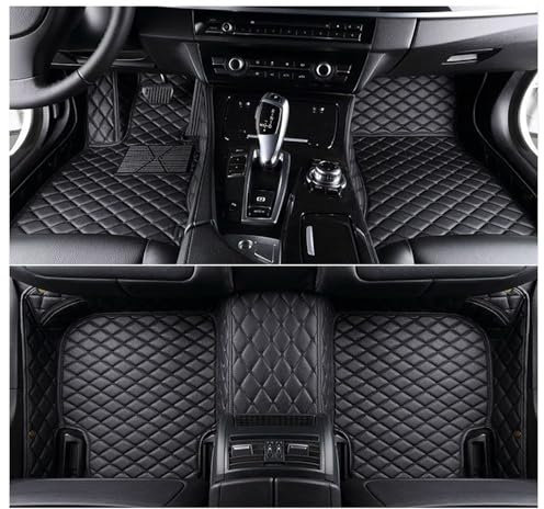 TVVXIO 4 Stück Luxus Autofussmatten für MG HS 2018-2023 2024, Luxus-Kunstleder-Automatten Allwetter-Fußmatten wasserdichte Auto Fussmatten Set,A Black
