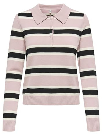 ONLY Onllondon LS Stripe Polo CC Knt Onllondon LS Stripe Polo CC Knt Donna (Pacco da 1)