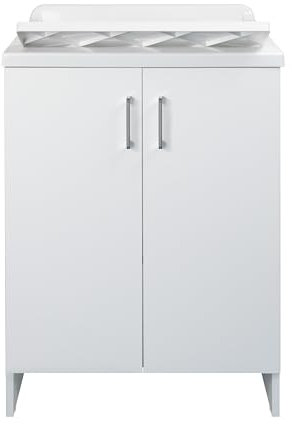 Negrari, Lavatoio Lavapanni in Nobilitato, Kit di montaggio, Vasca resistente agli acidi, Kit di scarico incluso, Interno e Esterno, L60 x P50 x H85 cm, Bianco