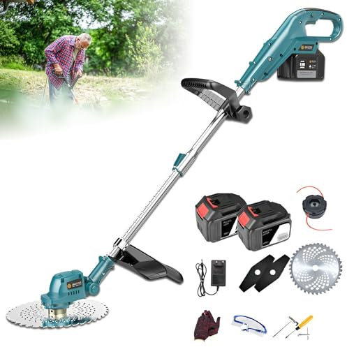 Coupe-Bordures sans Fil, Coupe-Bordures et Coupe-Herbe électriques légers, sécateur télescopique, avec 2 Batteries et Lames, pour désherber, désherber et Entretenir Vos Arbres