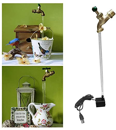 Wasserkannen Brunnen Unsichtbarer Wasserhahn Brunnen Schwebender Wasserhahn für Garten Dekoration Gartendekoration aus Metall USB Betrieb 180g (ABCschwarz a)