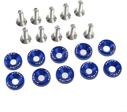 M6 Schrauben und Unterlegscheiben aus eloxiertem Aluminium, 10-teiliges Set für Automobilanwendungen (blau)