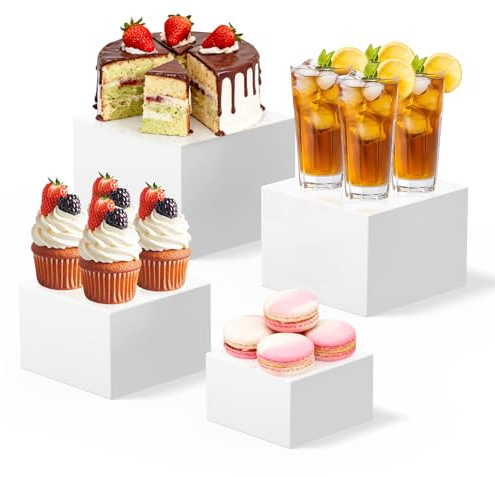 lameico 4 Stück Tortenständer, Acryl Buffet Ständer, Dessertständer mit hohlen Böden, Wiederverwendbar Display Organizer, Cupcake Ständer, Buffet Zubehör für Weihnachtsfeiern, Hochzeiten, Geburtstage